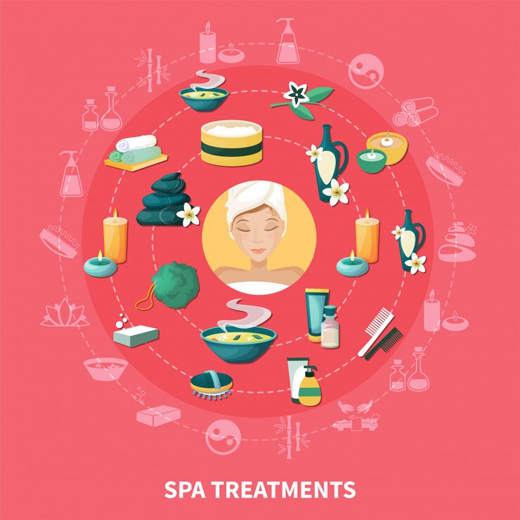 Bezpłatny plik Wektor skład płaski ikony spa resort