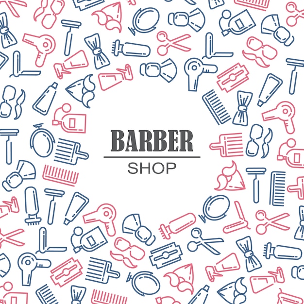 Bezpłatny wektor skład zestawu ikon dla sklepu barber.