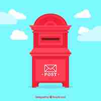Bezpłatny wektor sky tle z czerwonej skrzynki pocztowej