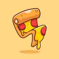 Bezpłatny wektor slice pizza melted cartoon wektor icon ilustracja obiekt icon żywność izolowany płaski wektor