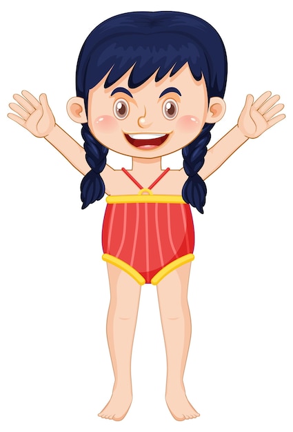 Bezpłatny wektor Śliczna dziewczyna postać z kreskówki w kostiumie kąpielowym