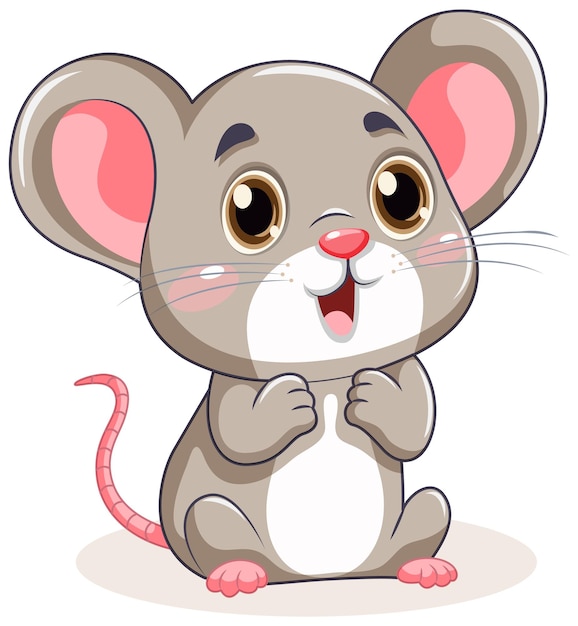 Bezpłatny wektor Śliczna mała mysz z dużymi uszami postać z kreskówki
