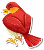 Bezpłatny wektor Śliczna naklejka z kreskówki zwierząt czerwonego ptaka