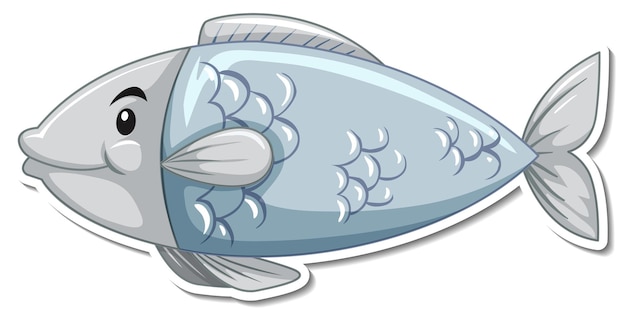 Bezpłatny wektor Śliczna naklejka z kreskówki zwierząt morskich ryb