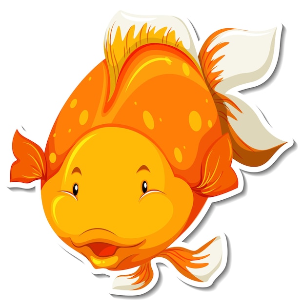 Bezpłatny wektor Śliczna naklejka z postacią z kreskówki złotej ryby