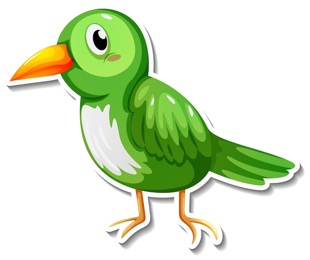 Bezpłatny wektor Śliczna naklejka z zielonym ptaszkiem