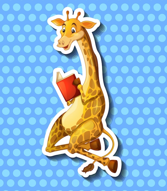 Bezpłatny wektor Śliczna żyrafa czytająca książkę