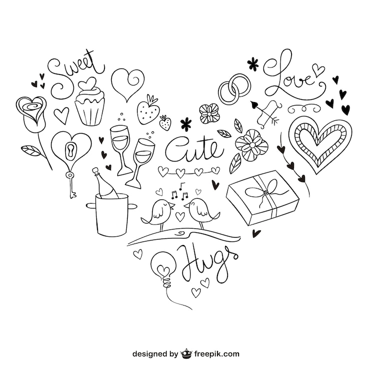 Bezpłatny plik Wektor śliczne doodles valentine