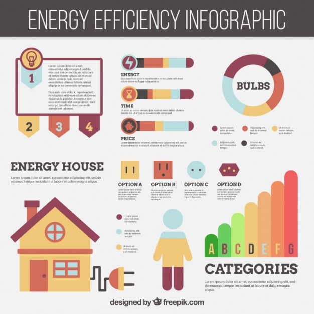 Bezpłatny wektor Śliczne efektywności energetycznej infografika