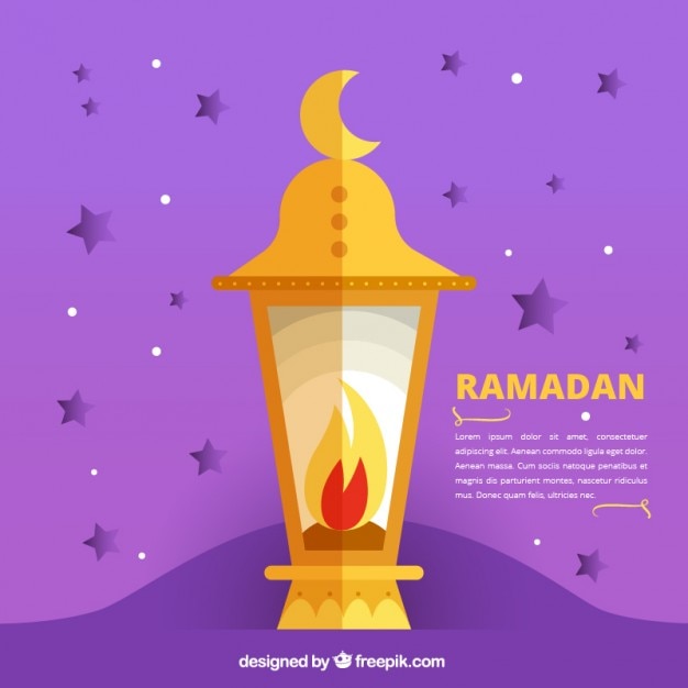 Bezpłatny wektor Śliczne fioletowe ramadan tło z latarnią