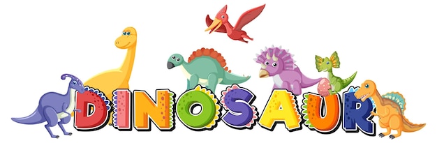 Bezpłatny wektor Śliczne logo czcionki dinozaura