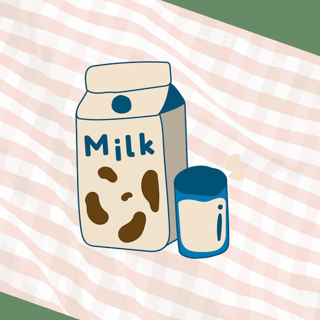 Bezpłatny wektor Śliczny karton mleka doodle naklejki wektor