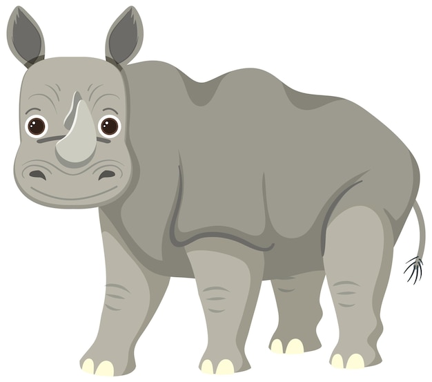 Śliczny nosorożec w stylu płaskiej kreskówki