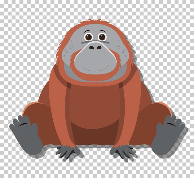 Śliczny Orangutan W Stylu Płaskiej Kreskówki