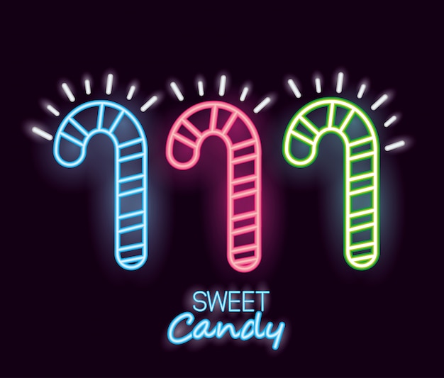 Bezpłatny wektor słodki cukierek neon