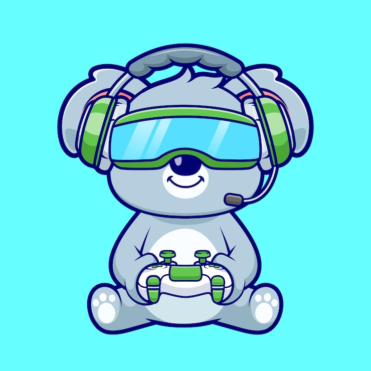 Bezpłatny plik Wektor słodki koala gra vr gra z kontrolerem karikatura wektor ikonka ilustracja technologia zwierzęca płaska