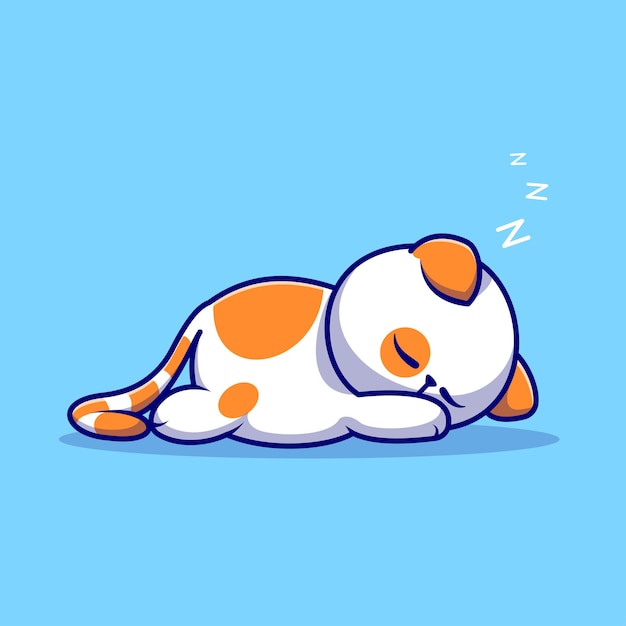 Bezpłatny wektor słodki kot śpi kreskówka wektor ikona ilustracja zwierzę natura ikona koncepcja białym premium płaski