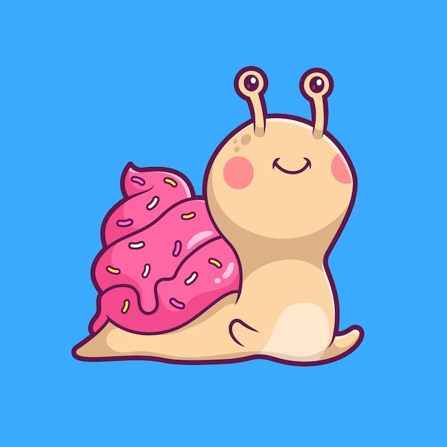 Bezpłatny wektor słodki ślimak z lodem stożek wektor kreskówki ikona ilustracja żywność zwierzęca izolowany płaski wektor
