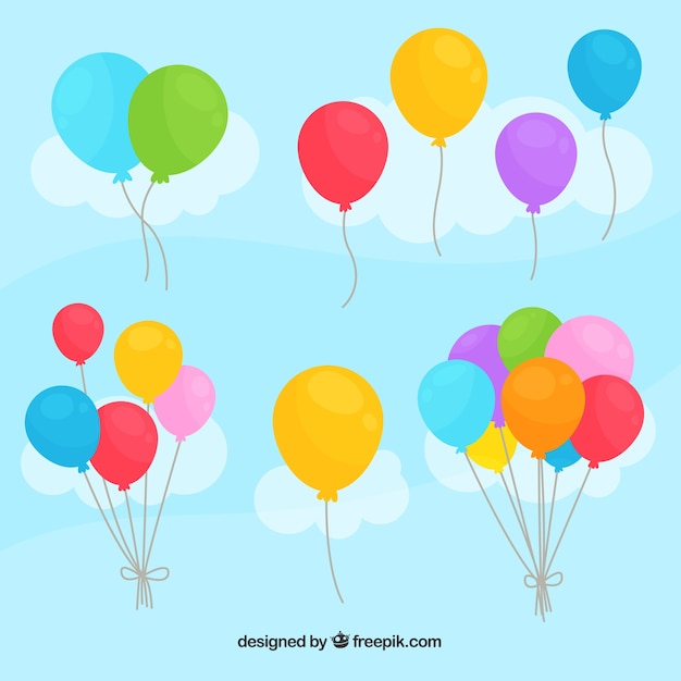 Bezpłatny wektor słodkie i kolorowe ozdobne balony
