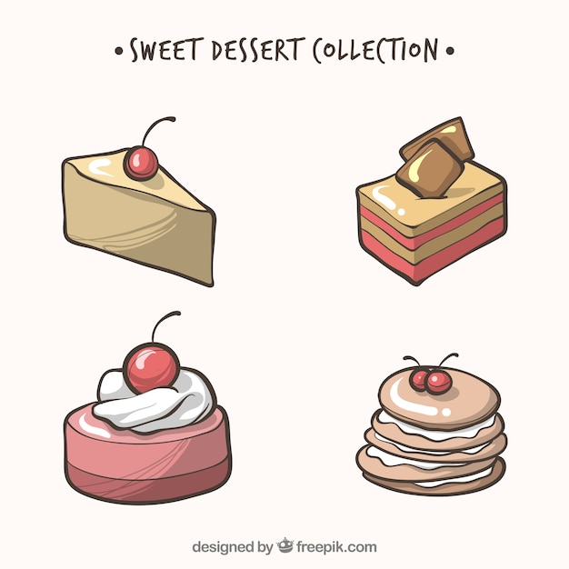Słodycze desery kolekcja w stylu wyciągnąć rękę