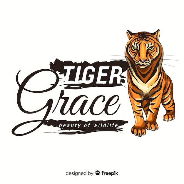 Bezpłatny wektor slogan z realistycznym tłem tygrysa