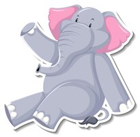 Słoń siedzący postać z kreskówki na białym tle