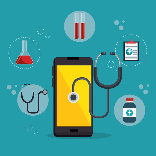 smartfon z aplikacją usług medycznych