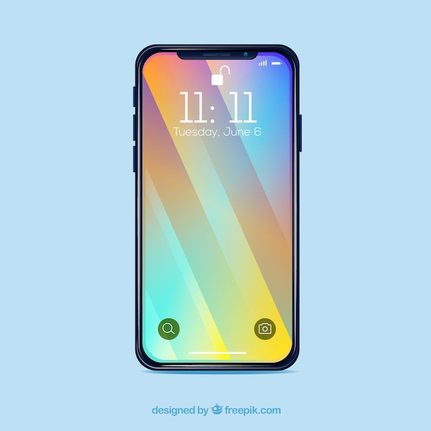 Bezpłatny wektor smartphone with gradient wallpaper