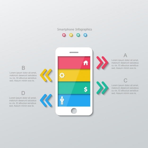 Bezpłatny wektor smartphone z paskami kolorów