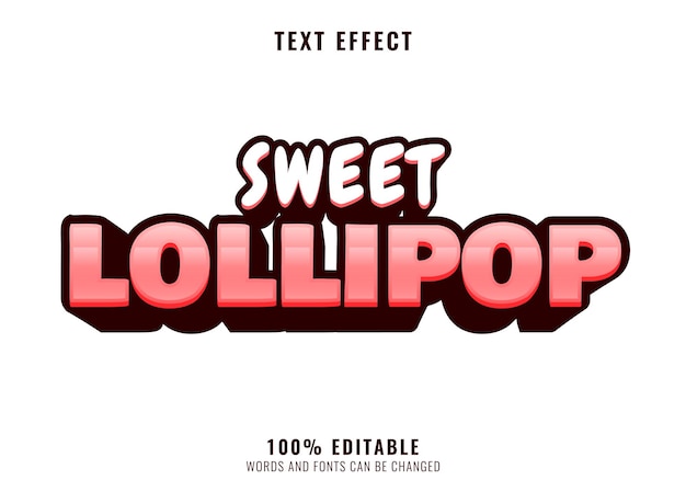 Śmieszne kreskówki słodki cukierkowy efekt tekstowy lollipop