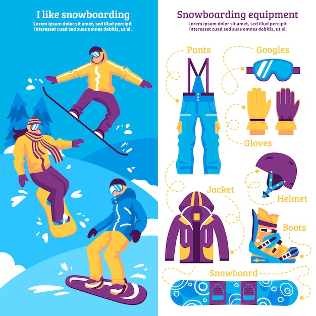 Bezpłatny wektor snowboardowe pionowe banery