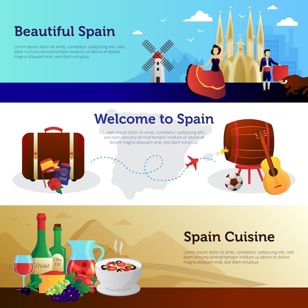 Spain Welcome Travellers Banners Set