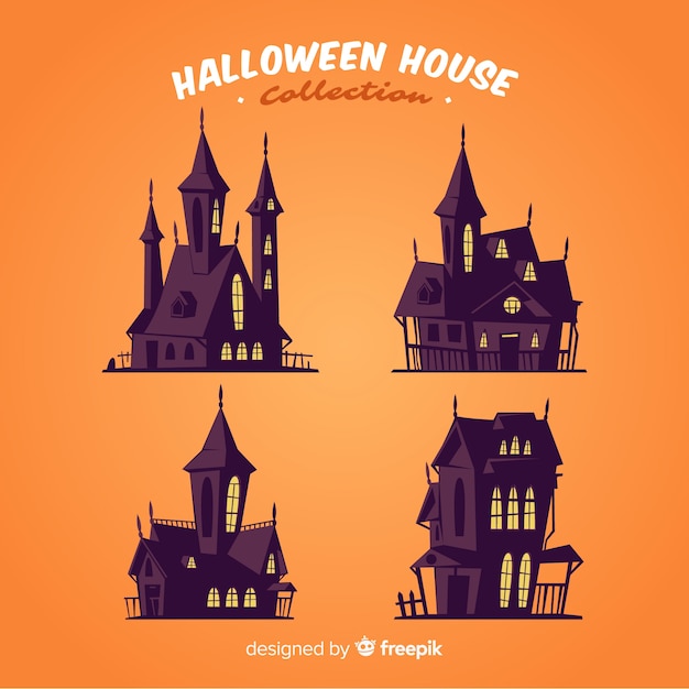 Spooky Halloween House Collection W Płaskiej Konstrukcji