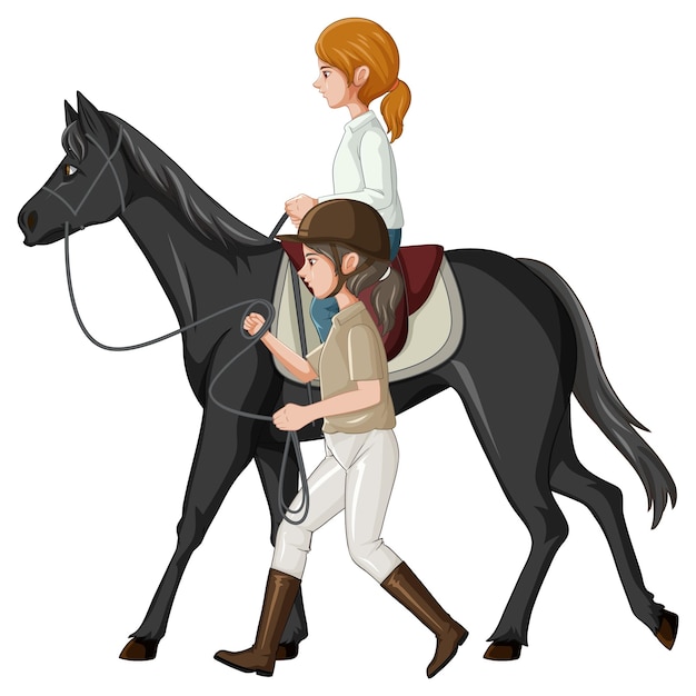 Sport jeździecki z dziewczyną na koniu