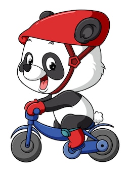 Sportowa panda jeździ na rowerze z małym rowerem ilustracji