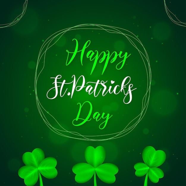 St Patricks Day Theme Shamrock Ciemnozielone Tło Bokeh Social Media Design Banner