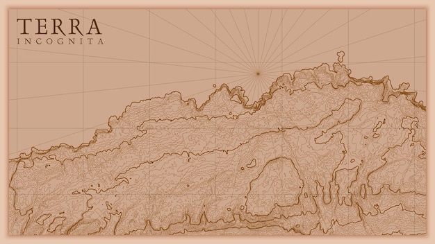 Starożytna abstrakcyjna ziemia relief stara mapa wygenerowana koncepcyjna wektorowa mapa elewacji krajobrazu fantasy