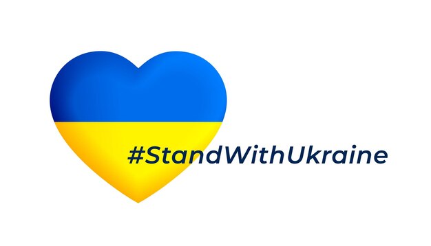Stojak z ukraińskim plakatem koncepcyjnym z sercem