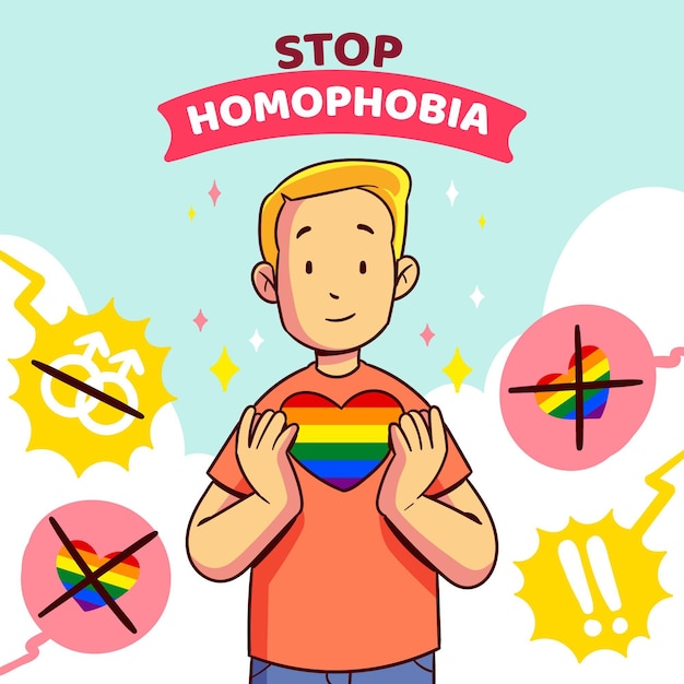 Bezpłatny wektor stop homofobia ilustracja koncepcja