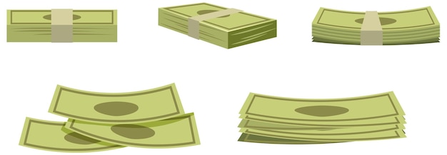 Bezpłatny wektor stos banknotów pieniędzy w stylu kreskówki