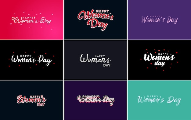 Streszczenie Logo Happy Women's Day Z Projektem Logo Wektora Miłości W Odcieniach Niebieskiego I Zielonego