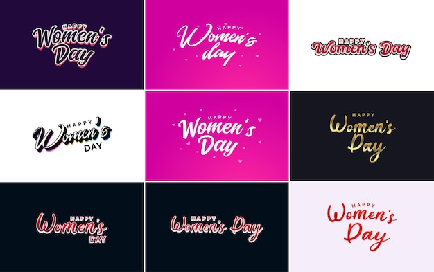 Bezpłatny wektor streszczenie logo happy women's day z projektem wektora miłości w różowych kolorach czerwonym i czarnym