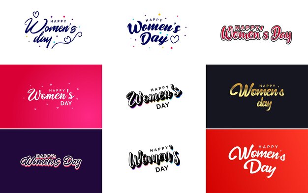 Streszczenie Logo Happy Women's Day Z Projektem Wektora Miłości W Różowych Kolorach Fioletowym I Czarnym