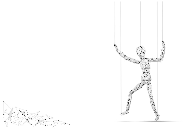 Streszczenie marionetka linii zacieru i punkt na białym tle z napisem