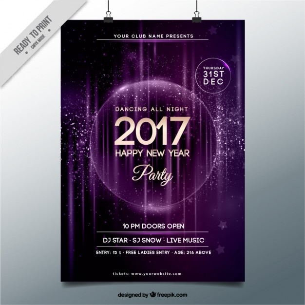 Bezpłatny wektor streszczenie nowy rok party plakat