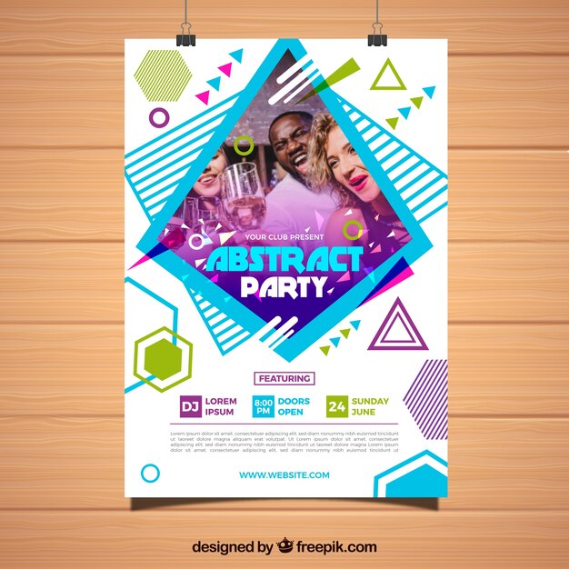 Streszczenie party plakat szablon z geometrycznych kształtów