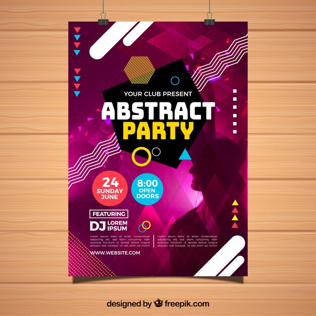 Streszczenie party plakat szablon z geometrycznych kształtów