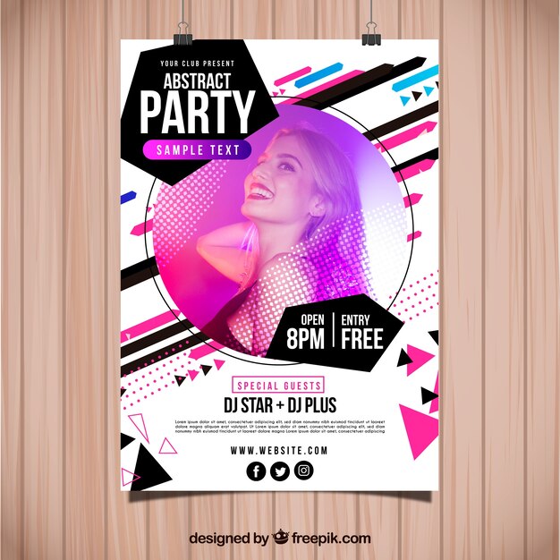 Streszczenie party plakat szablon ze zdjęciem