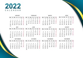 Bezpłatny wektor streszczenie projektu szablonu kalendarza nowego roku 2022