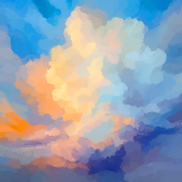 Bezpłatny wektor streszczenie ręcznie malowane zachód słońca chmury projekt tła